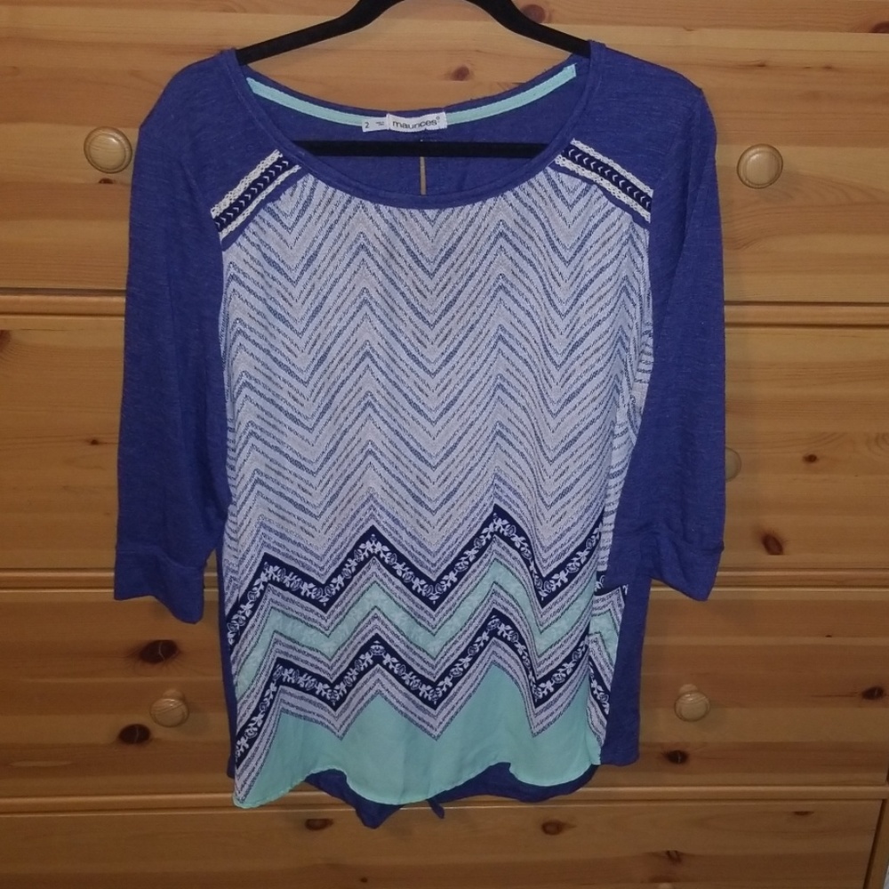Maurice's Chevron 3/4 Sleeved Top